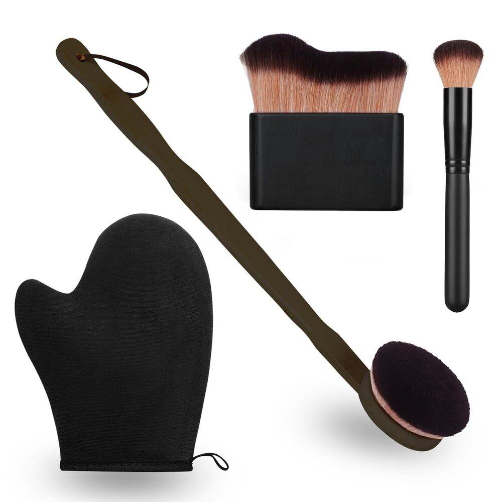 4-in-1 Self Tanning Applicator Kit with Mitt, Back Applicator & Brush Set